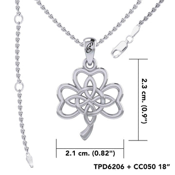 Celtic Shamrock and Four-Point Knots Sterling Silver Pendant - Intricate Connections by Peter Stone Jewelry TPD6206 - Jewelry